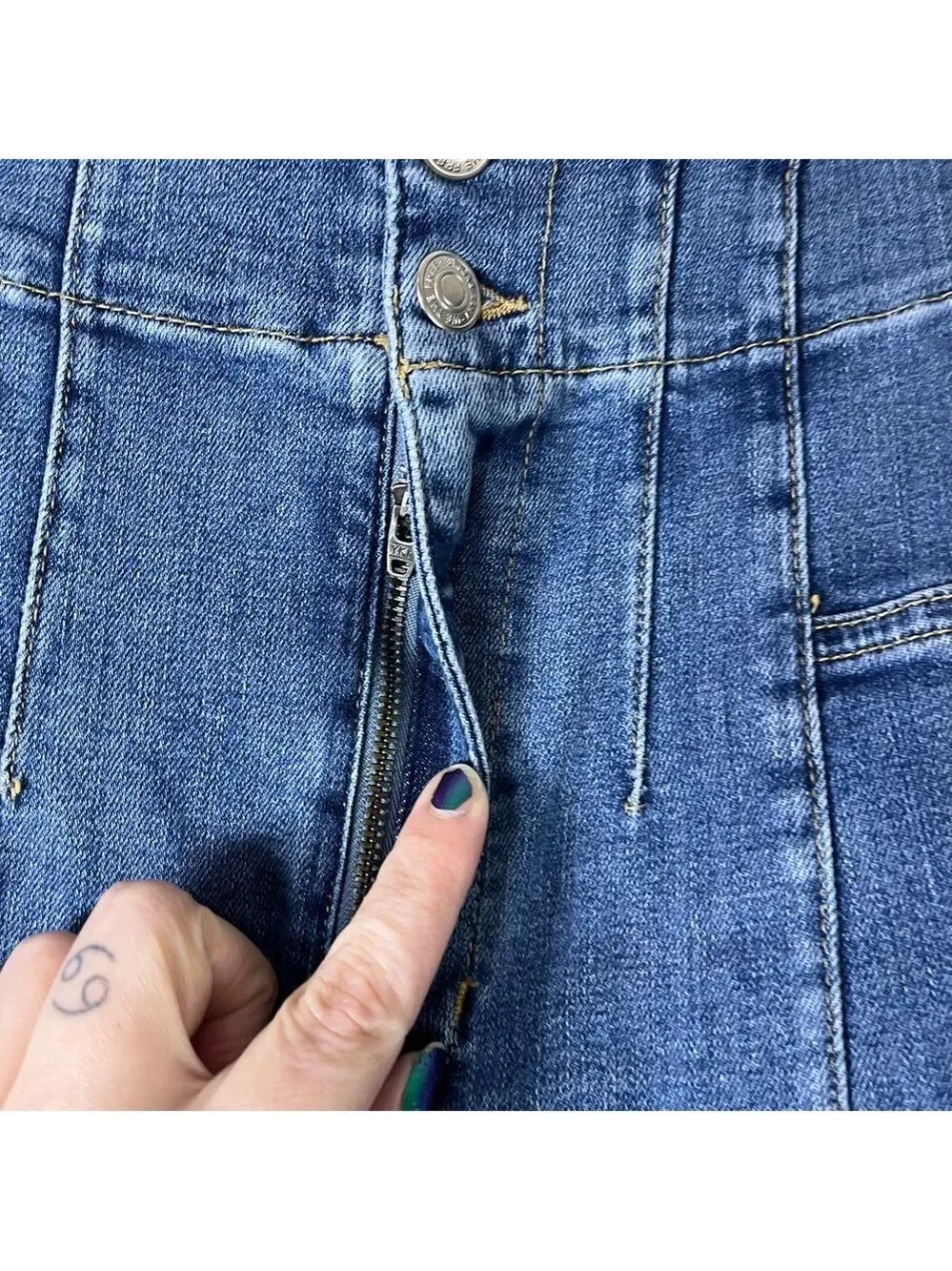 Free People Jayde Flare Stretch Jeans in Sunburst Blue